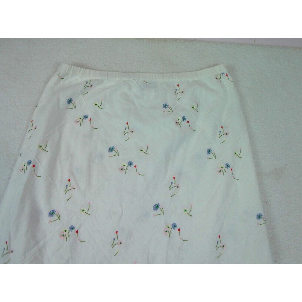 Susan Graver Women's XL Style‎ White Linen Blend Floral Embroidered Midi - Picture 7 of 9